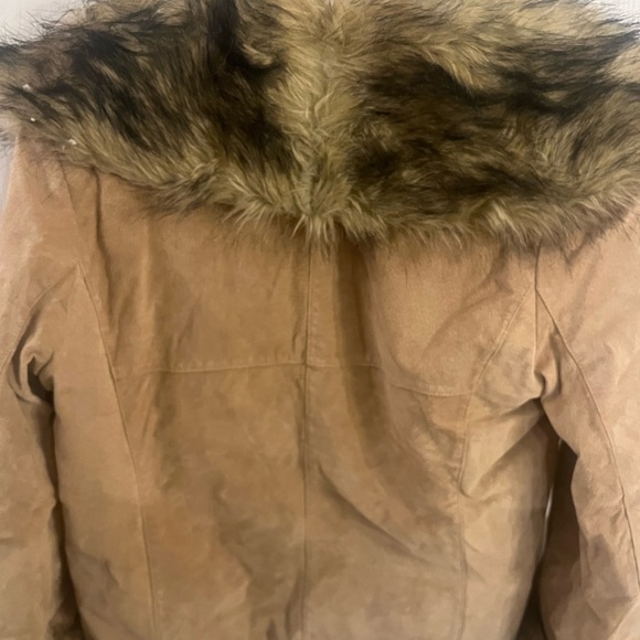Brandon Thomas suede jacket with faux fur lining, collar and cuffs. Worn once. - Picture 3 of 5